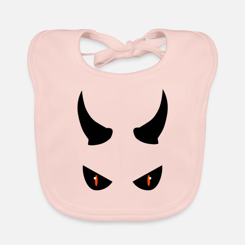 dark and evil eyes with broad horns Organic Baby Bibs
