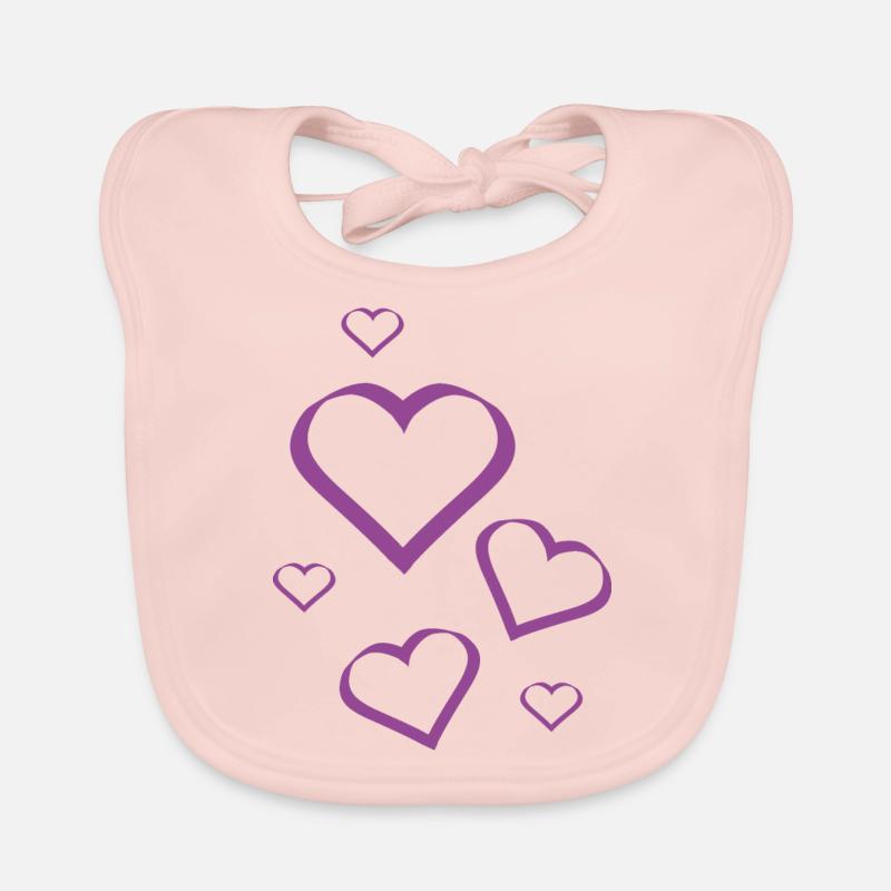 Heart Violet Violet Heart Pattern Violet Organic Baby Bibs