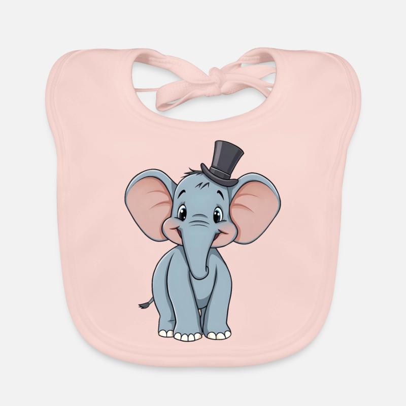 Entzückender blauer Comic-Elefant mit Hut Baby Bio-Lätzchen