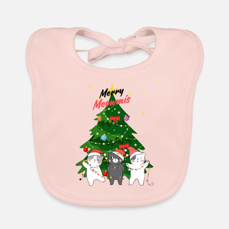 Merry Meowmis - Funny Christmas Tree Decorating Cat Organic Baby Bibs