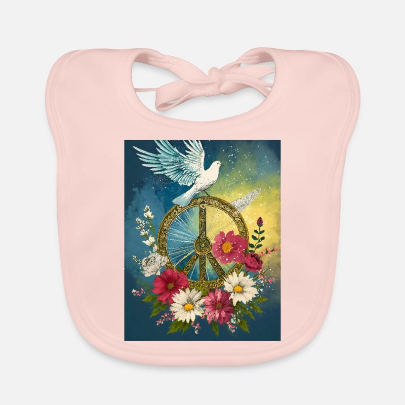 Paix - Bavoir bio Bébé - rose