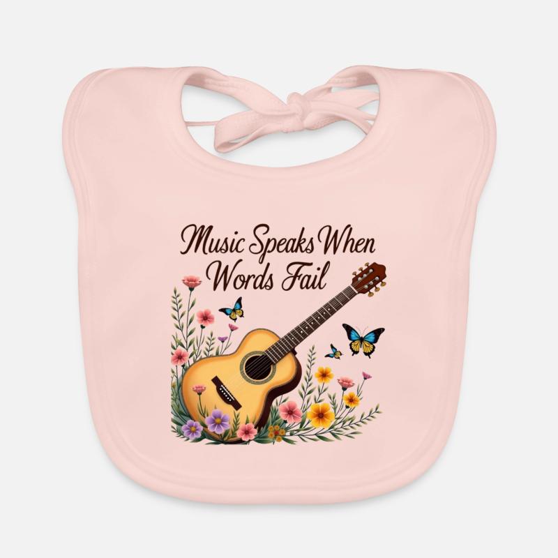 La musique parle quand les mots ne le peuvent pas - Bavoir bio Bébé - rose