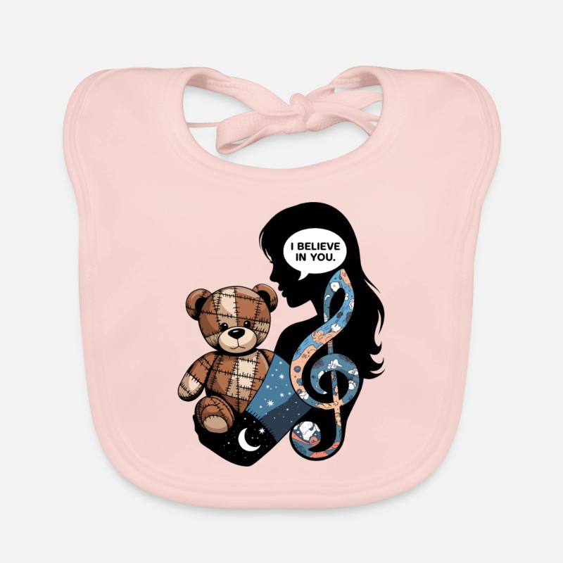 Ermutigender Teddybär mit Musik und Mondschein-Comf Baby Bio-Lätzchen