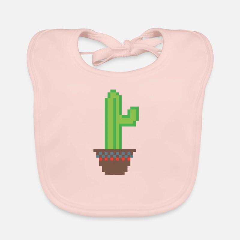 Cactus Pixel Art Organic Baby Bibs