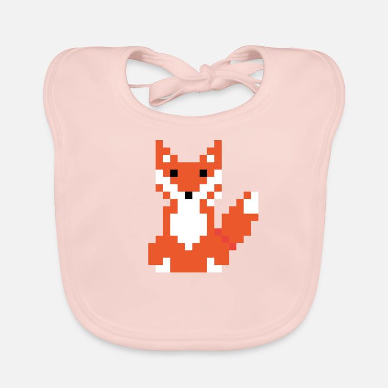 Red Fox Pixel Art - Bavoir bio Bébé - rose