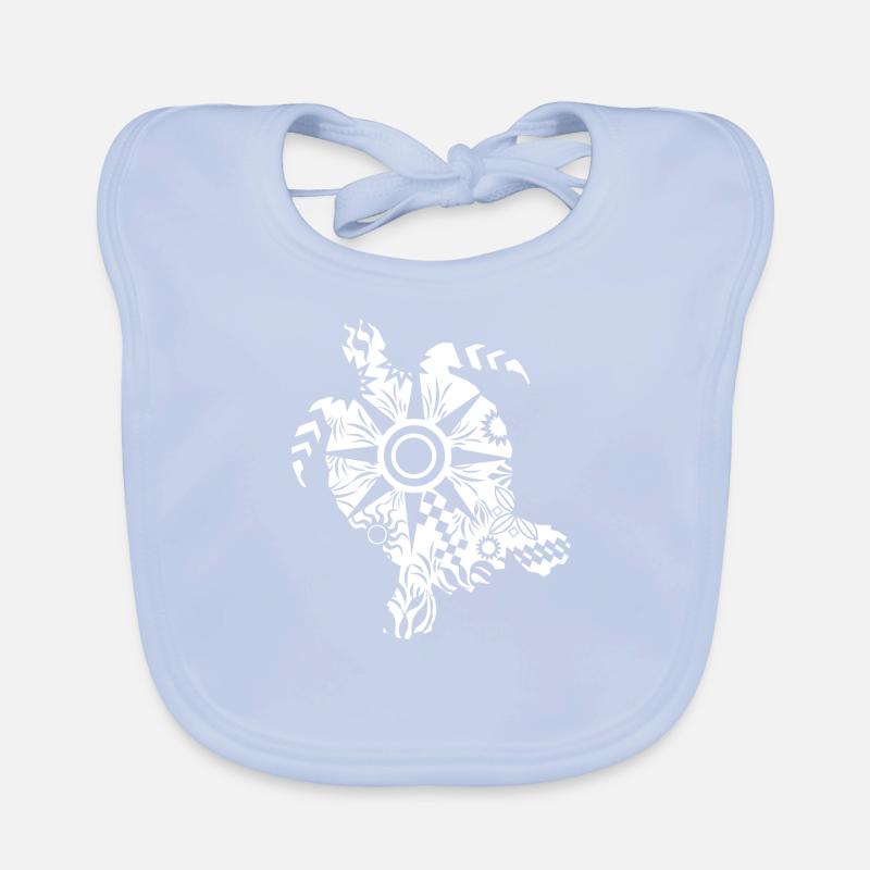 Maori turtle honu tattoo trunk shapes white Organic Baby Bibs