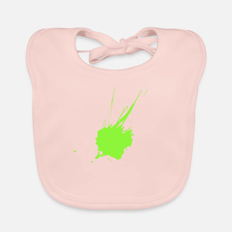 Taches de couleur Vert néon - Bavoir bio Bébé - rose