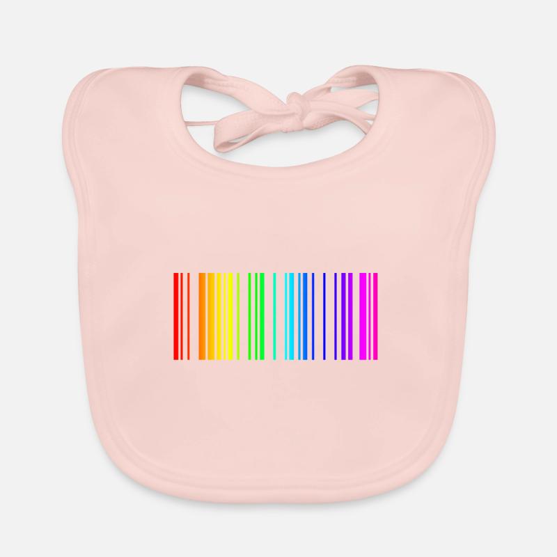 Regenbogen Barcode bunt Geschenk Idee - Baby Bio-Lätzchen - Rose