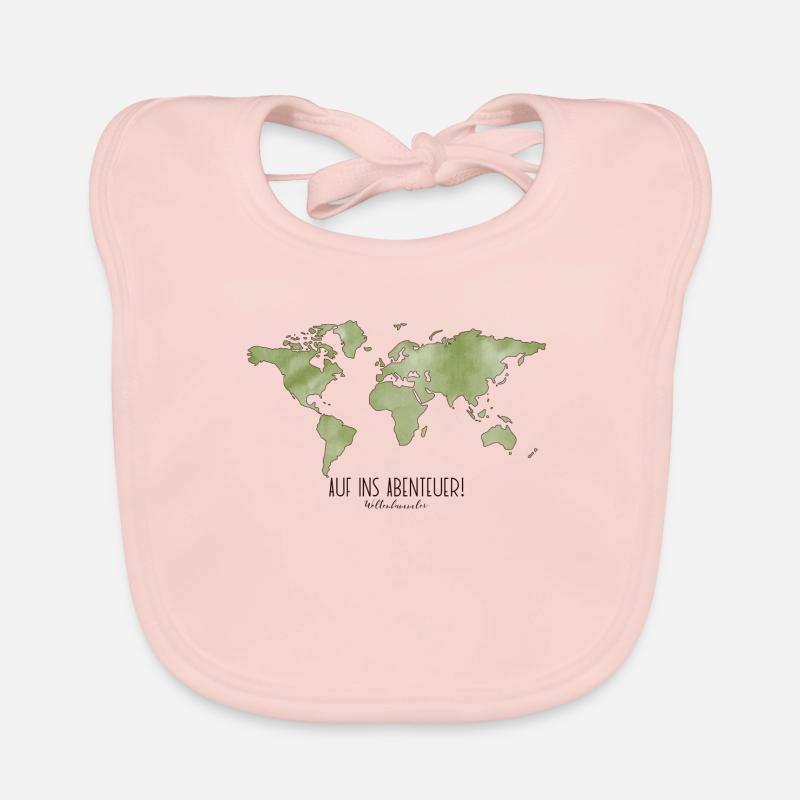 Globetrotter, Collection: Reiseliebe, Design 1 - Bavoir bio Bébé - rose
