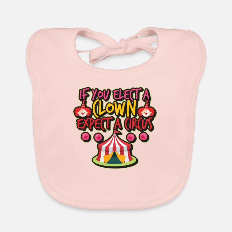 Clown & Cirque - Bavoir bio Bébé - rose