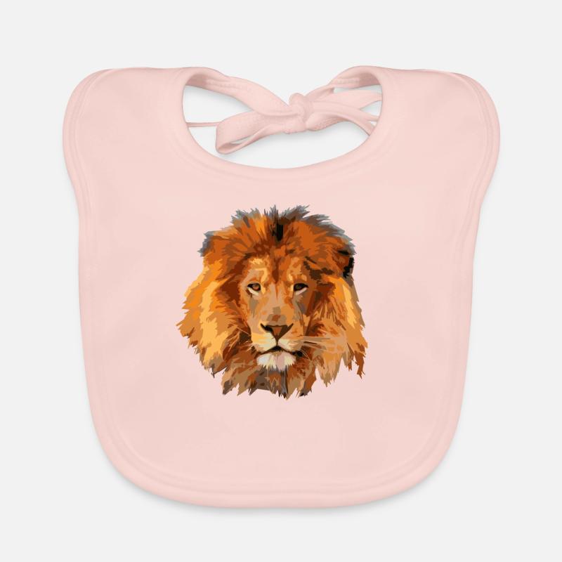 Lion - Bavoir bio Bébé - rose