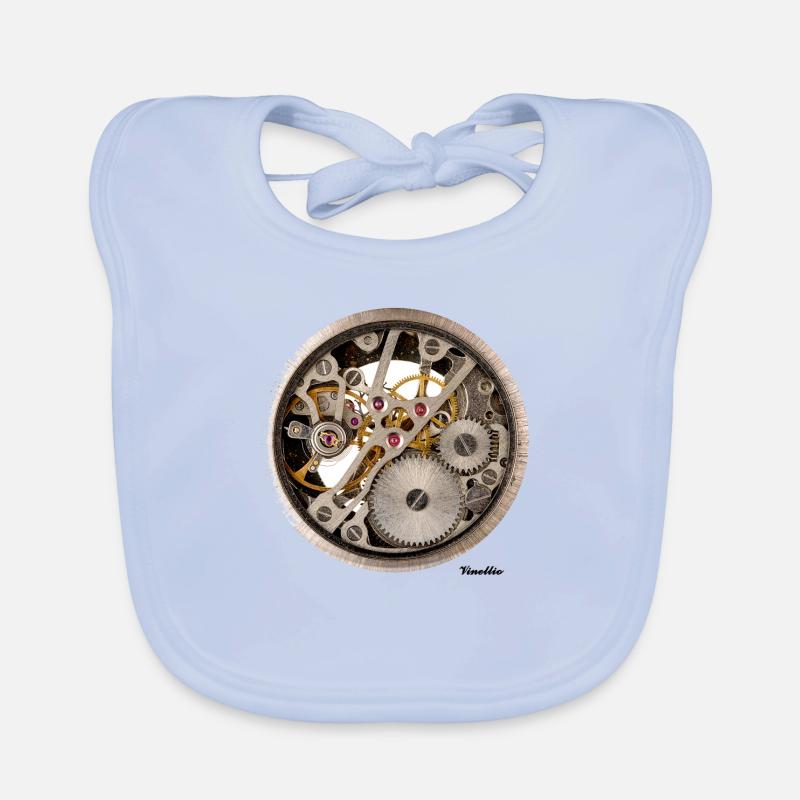 Movement Mechanical Dial Design Shirt Organic Baby Bibs