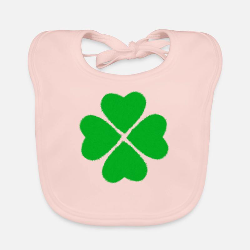 Lucky four-leaf clover leaf gift texture Organic Baby Bibs