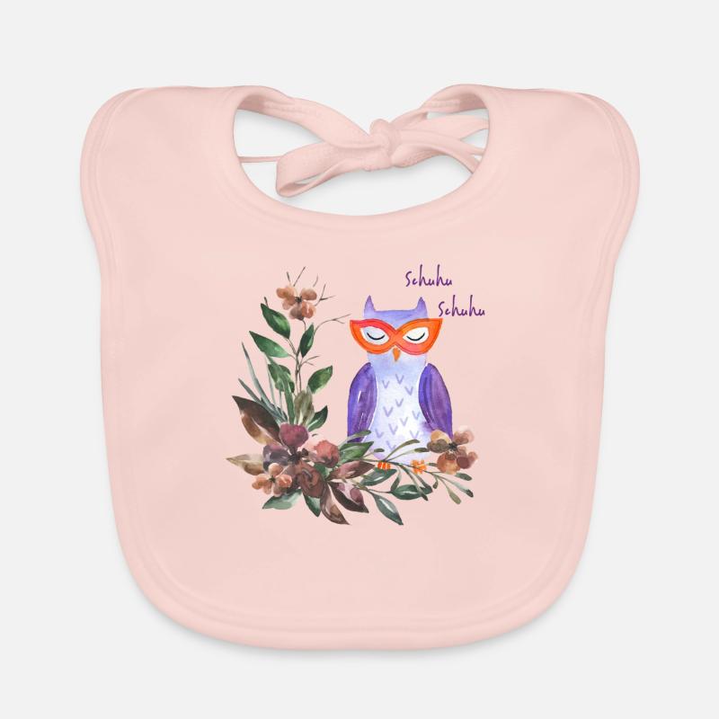 Eule mit Blumem Baby Bio-Lätzchen