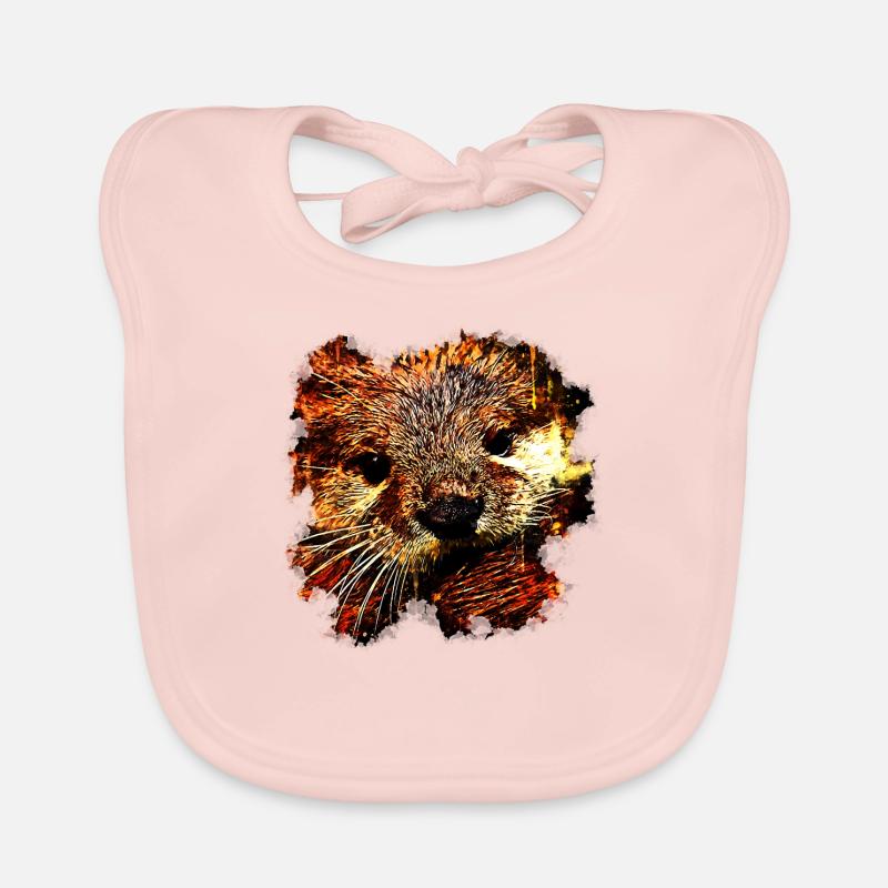 gxp hairy fish otter splash watercolor Organic Baby Bibs
