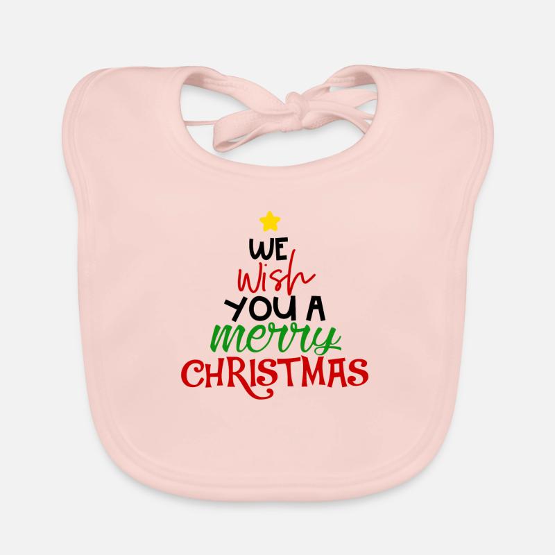 We wish you a merry christmas - Bavoir bio Bébé - rose