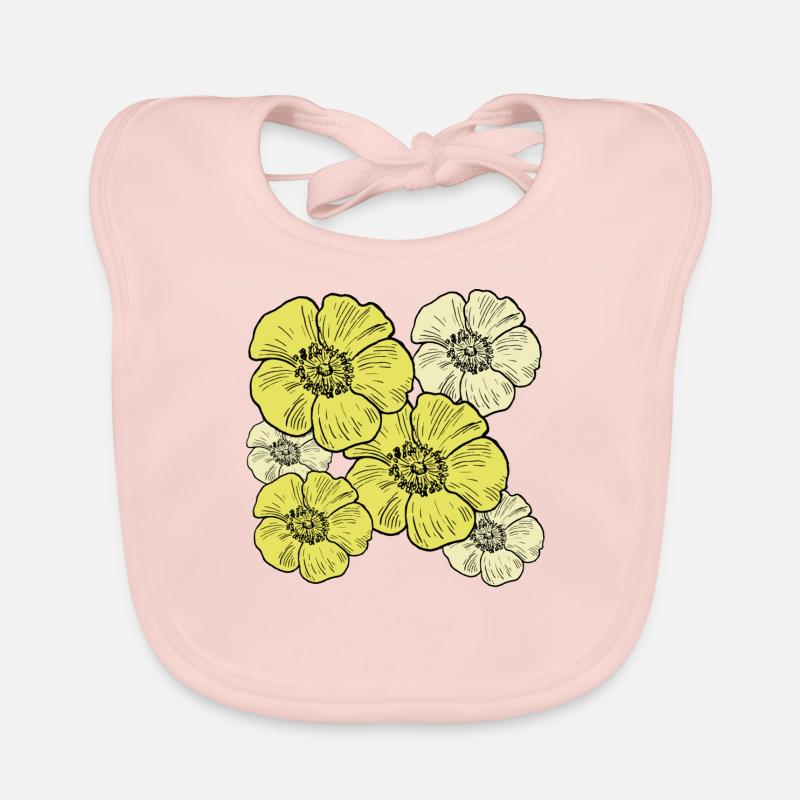 Bluetenmeer jaune - Bavoir bio Bébé - rose