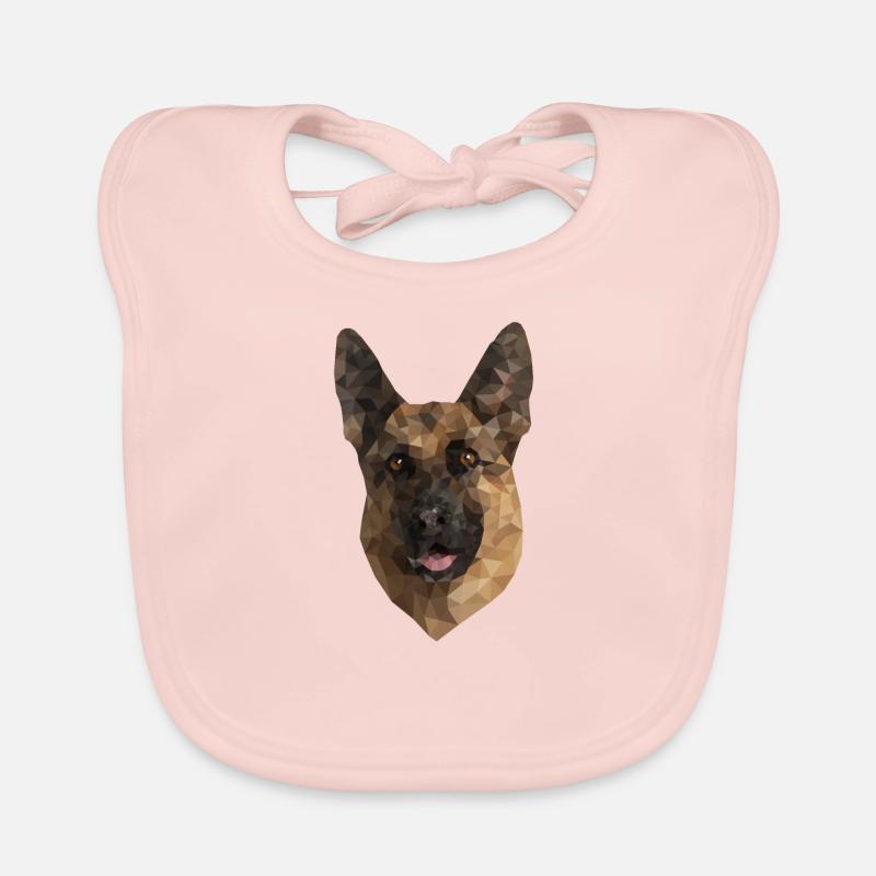 Cute Low Poly German Shepard Organic Baby Bibs