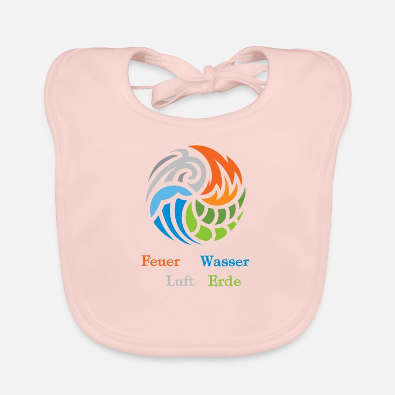 Die 4 Elemente. Feuer, Wasser, Luft und Erde Baby Bio-Lätzchen