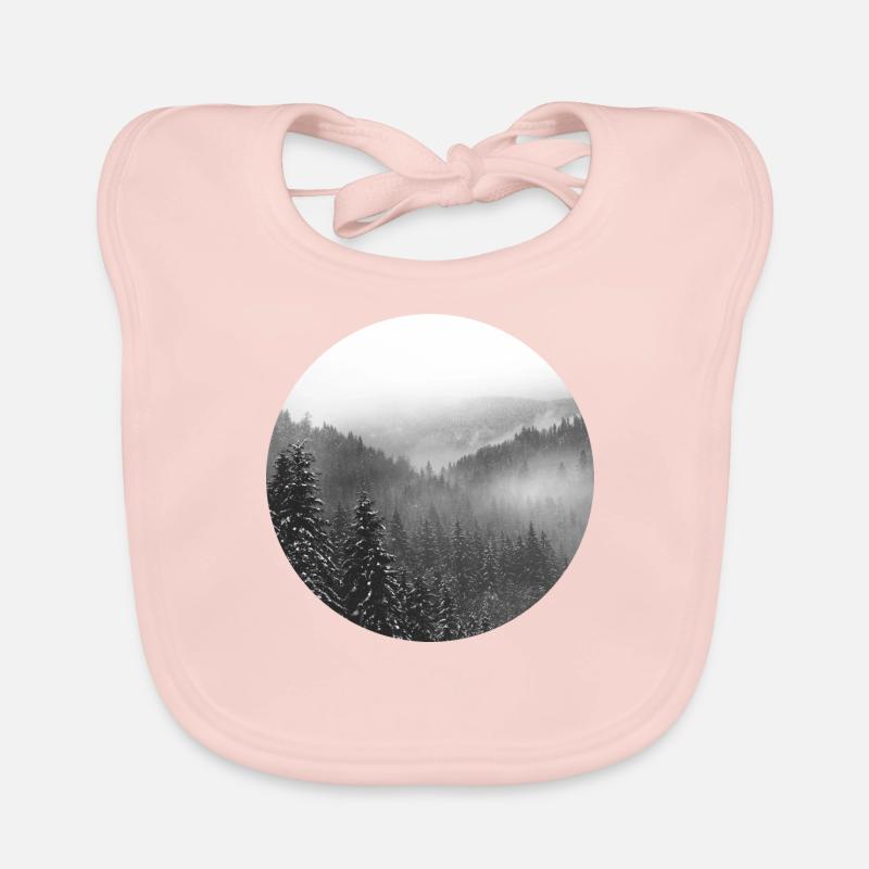 Forêt d'hiver enneigée - Bavoir bio Bébé - rose
