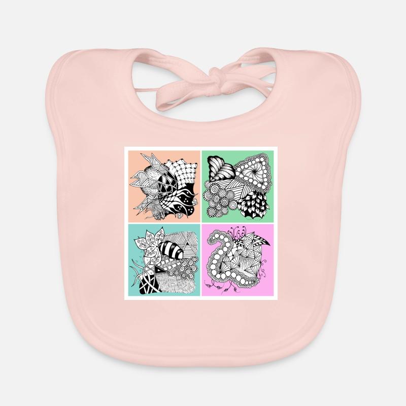Zentangle-Muster patterncontest - Baby Bio-Lätzchen - Rose