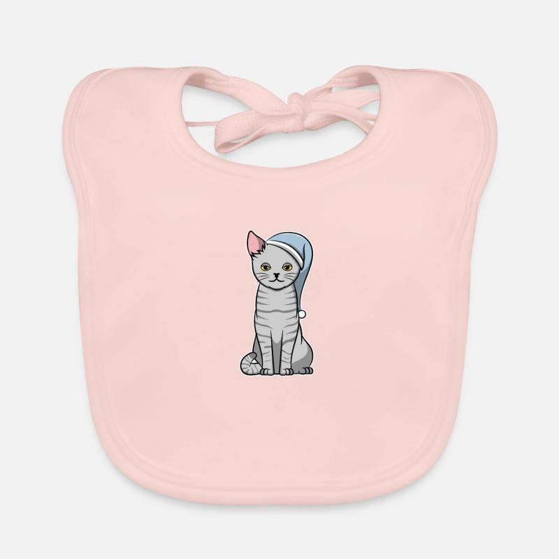 Sleepy cat sleepyhead gift Organic Baby Bibs