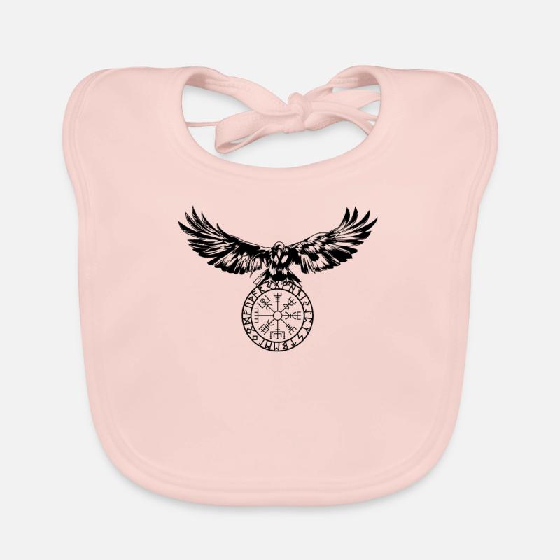 Corbeau avec Futhark et Vegvisir Bavoir bio Bébé