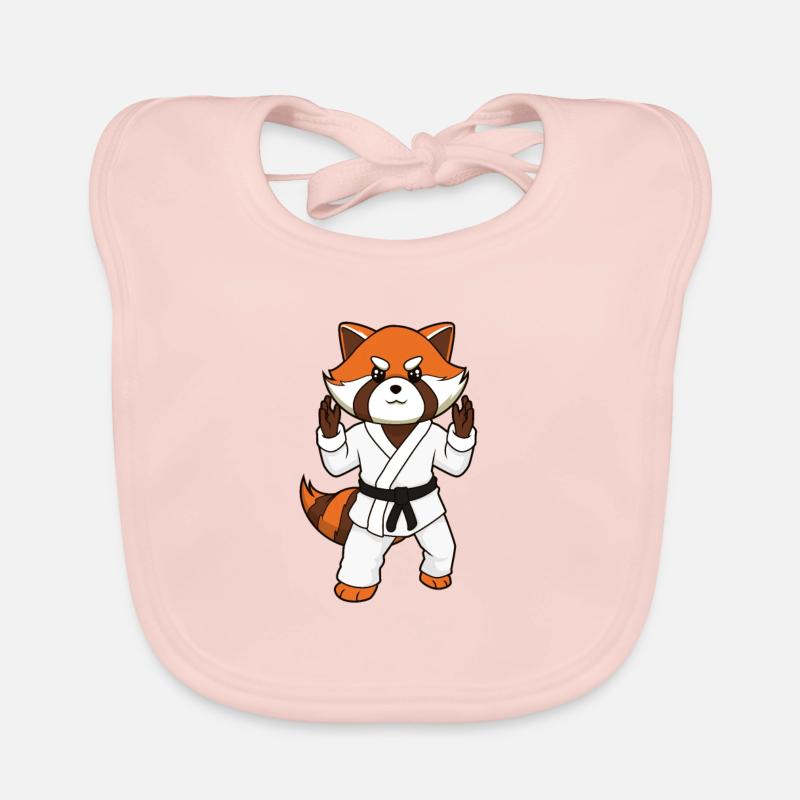 Comic red panda makes judo Organic Baby Bibs