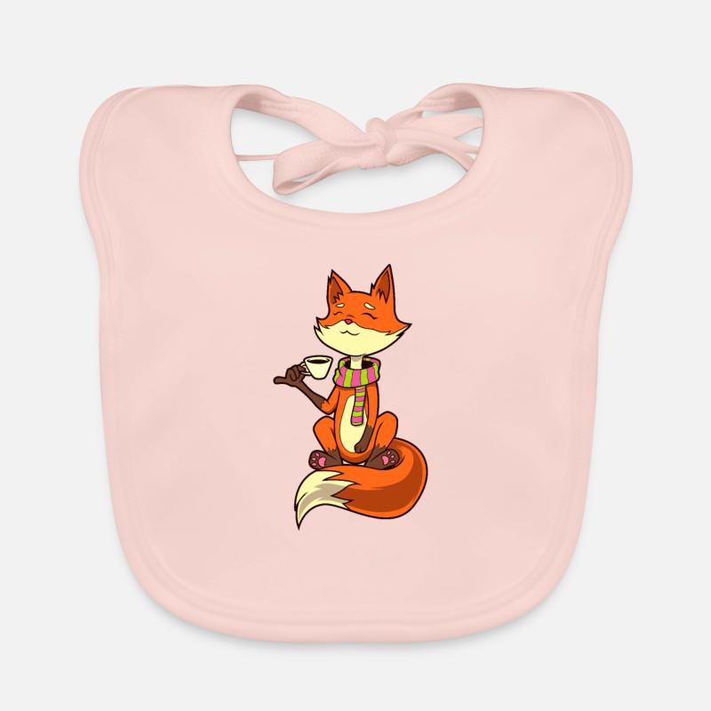 Fox drinks coffee - coffee drinker Organic Baby Bibs