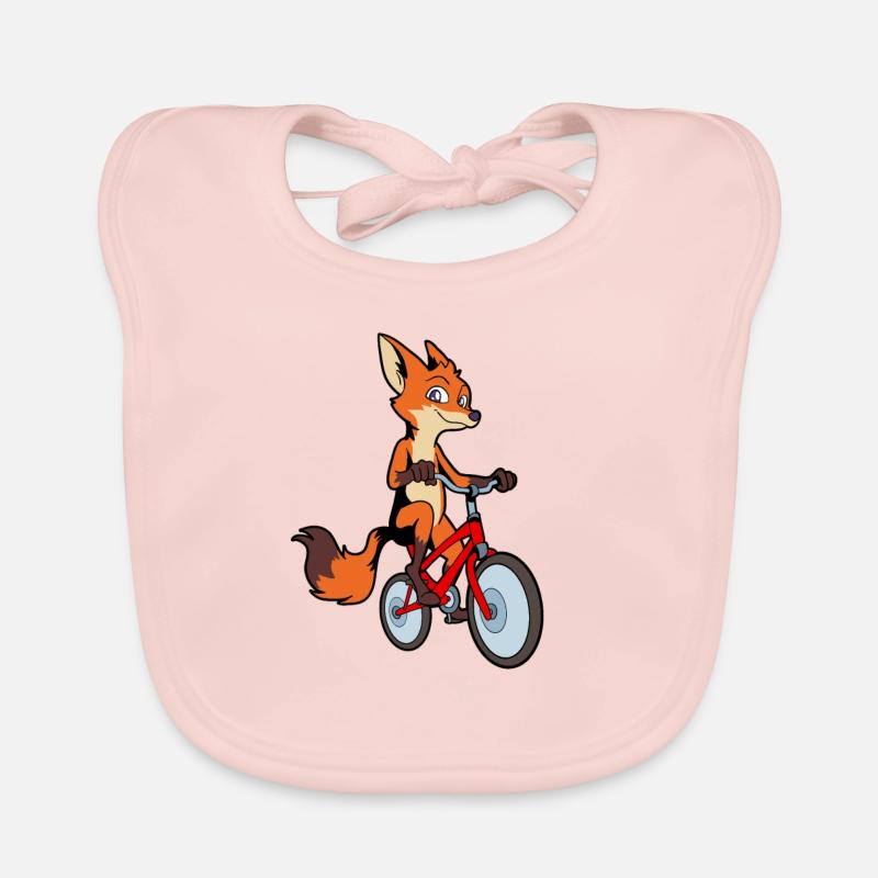 Comic Fuchs rides a bicycle Organic Baby Bibs