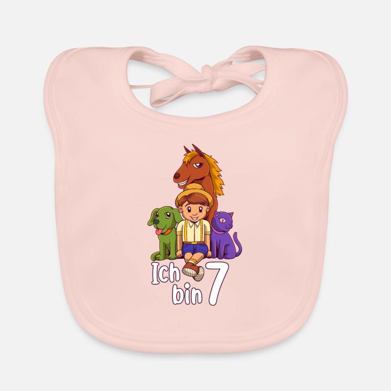 Geburtstagsshirt Bauernhof - 7 Geburtstag Junge Baby Bio-Lätzchen