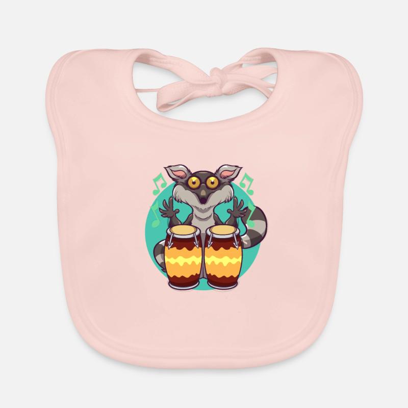 Comic Lemur joue des percussions Bavoir bio Bébé