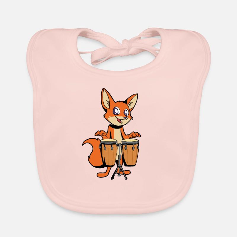 Comic Fuchs spielt Percussion Baby Bio-Lätzchen