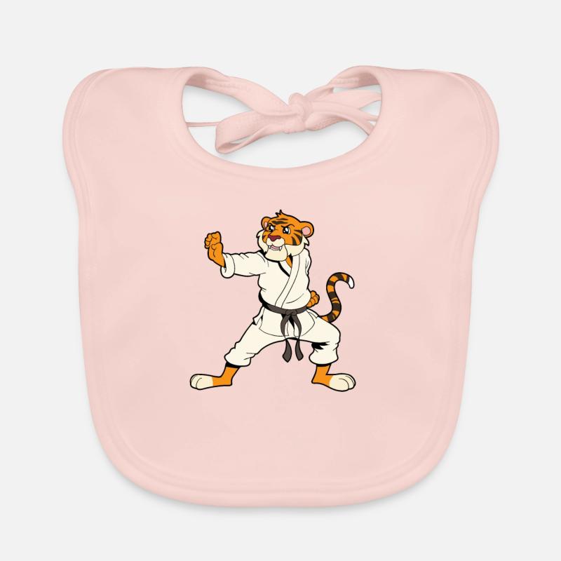 Comic Tiger does karate Organic Baby Bibs