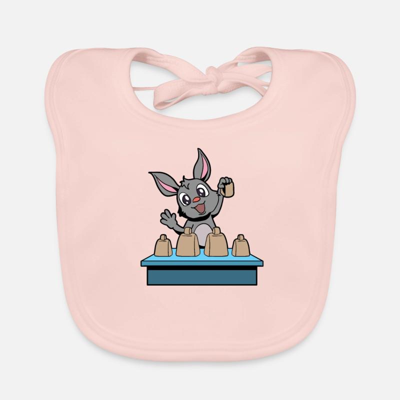 Comic Rabbit Plays Cowbells Organic Baby Bibs