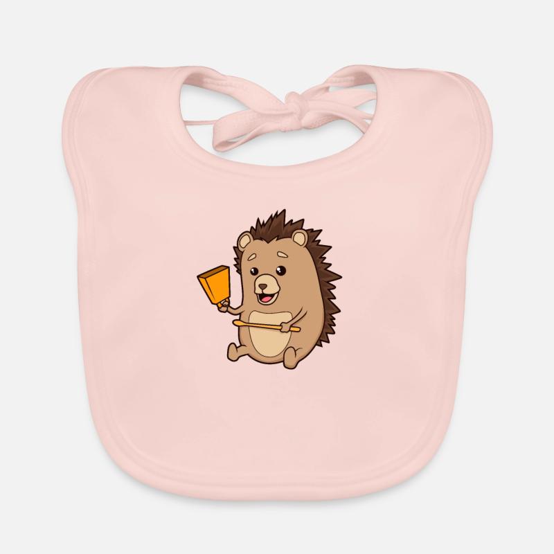 Comic Igel spielt Kuhglocken Baby Bio-Lätzchen