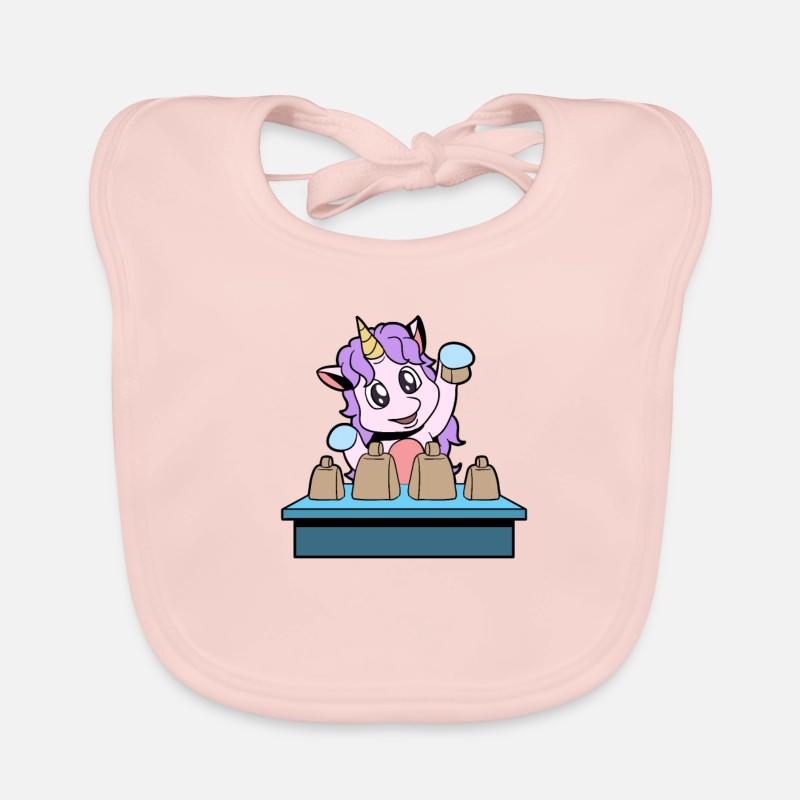 Comic Einhorn spielt Kuhglocken Baby Bio-Lätzchen