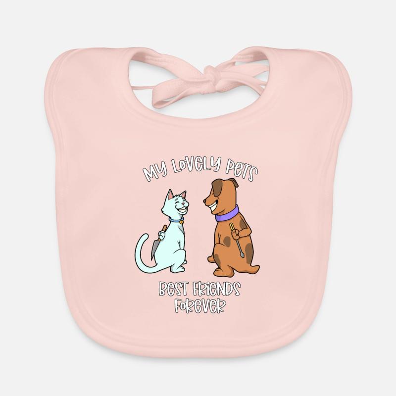Les animaux de compagnie s’aiment - chat et chien Bavoir bio Bébé