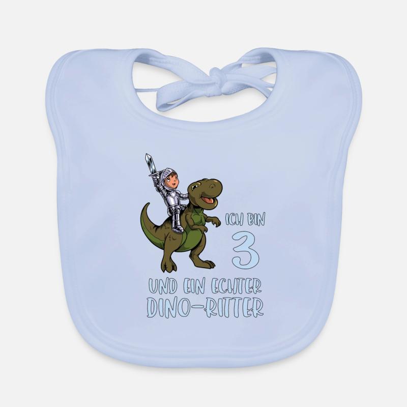 Geburtstagsshirt Dino Ritter - 3 Geburtstag Junge Baby Bio-Lätzchen
