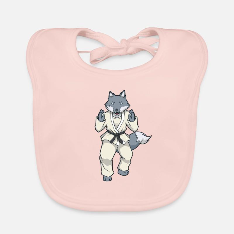 Comic Wolf makes judo Organic Baby Bibs