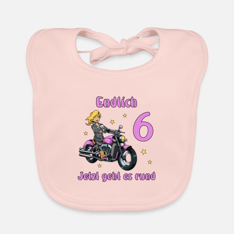 Geburtstagsshirt Motorrad - 6 Geburtstag Mädchen Baby Bio-Lätzchen