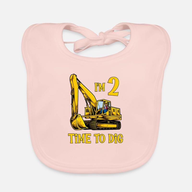 J’ai 2 ans - Il est temps de creuser - Excavatrice 2 ans Bavoir bio Bébé