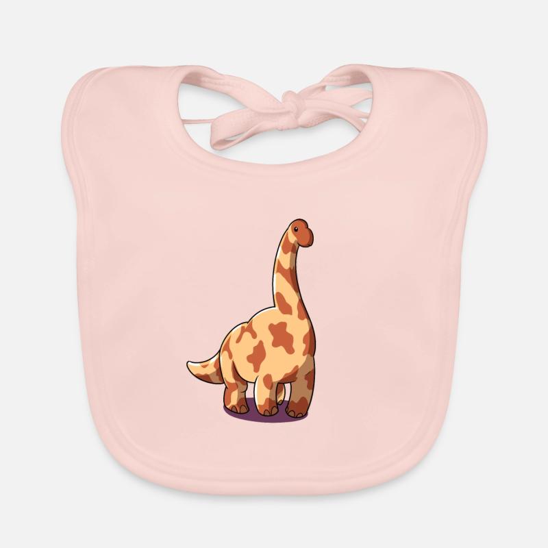 Cartoon Brachiosaurus Organic Baby Bibs
