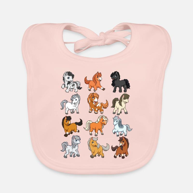 Viele Kawaii Chibi Pferde Baby Bio-Lätzchen