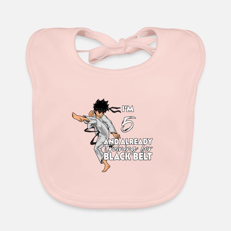 Ich bin 5 - Jungen Karate Baby Bio-Lätzchen