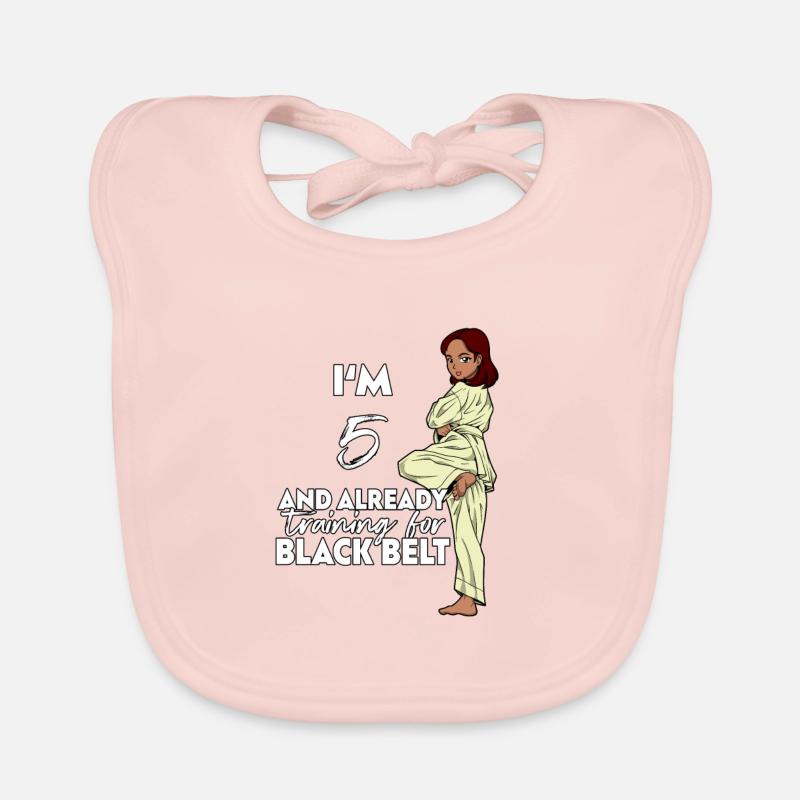 Ich bin 5 - Mädchen Karate Baby Bio-Lätzchen