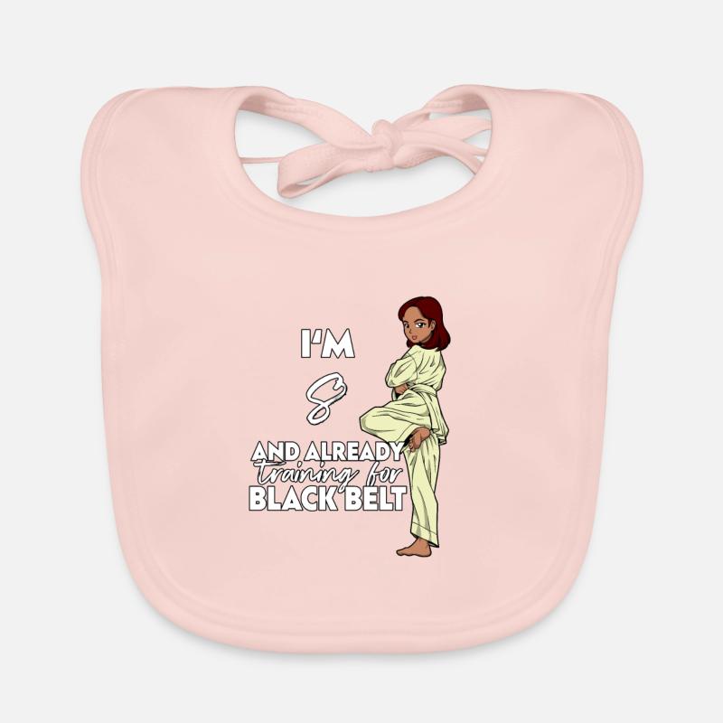Ich bin 8 - Mädchen Karate Baby Bio-Lätzchen