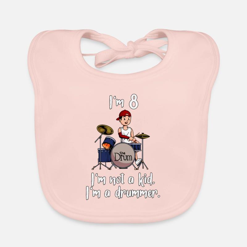 I'm 8 - Young Drummer Organic Baby Bibs