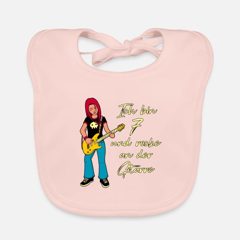 Ich bin 7 - Mädchen Gitarrist Baby Bio-Lätzchen