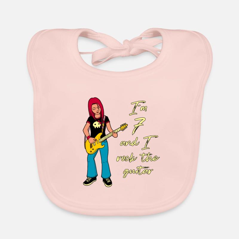 Ich bin 7 - Mädchen Gitarrist Baby Bio-Lätzchen